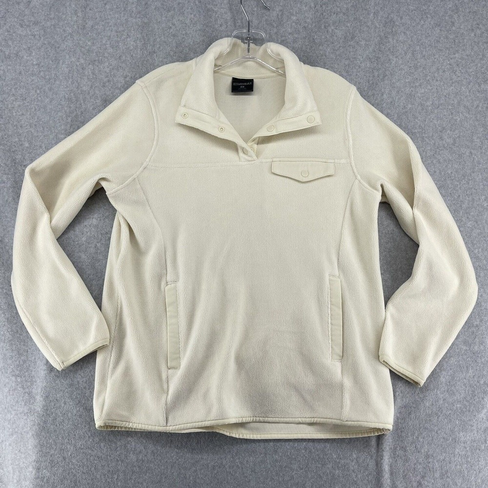 32 Heat Sweater Fleece Pullover Womens Small T Snap Preppy Cream Off-white Color